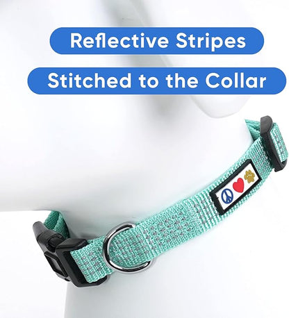 Pawtitas Reflective Dog Collar Adjustable Dog Collars for Small Dogs Puppy Collar Extra Small Dog Collar Teal Dog Collar