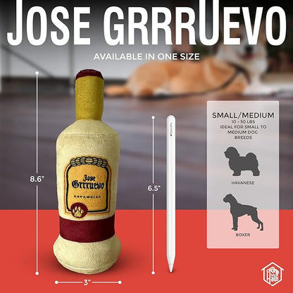 Chomp Haus Jose Grrruevo – Luxurious Plush Dog Toy with Squeaker, Premium Fabric, Embroidered Details, Designer-Inspired Chew Toy, Fun Gift for Small to Medium Dogs & Dog Lovers