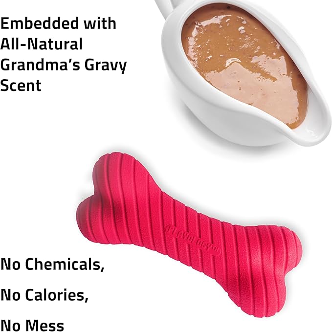 Playology Dog Toys | Dual Layer Bone Durable Chew Toy Bone for Dogs | Jumbo Grandma's Gravy Scented Toy - Easy to Clean and Made from Non Toxic Materials