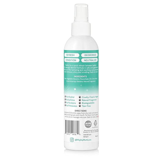 Mighty Mutt Natural Deodorizing Dog Spray | Odor Control and Freshening | Dog Spray for Smelly Dogs | Hypoallergenic, Calming and Moisturizing | Soft Rain, 8oz