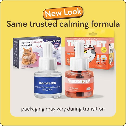 TherapetMD 2-Pack 120-Days Cat Calming Diffuser Kits - Dual-Pheromone Cat Diffusers for Stress, Pee Spraying, Fighting, Excessive Meowing & Scratching – Includes 2 Diffusers + 120-Days Refills