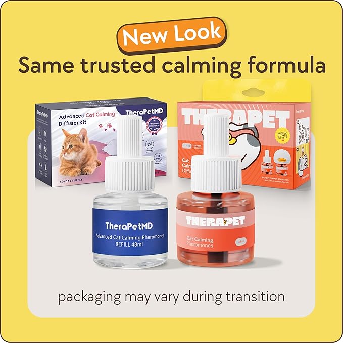 TherapetMD 60-Day Cat Calming Diffuser - Cat Pheromone Diffuser for Stress, Pee Spraying, Cat Fighting, Aggression, Excessive Meowing & Scratching - 60-Day Refill Included - Packaging May Vary