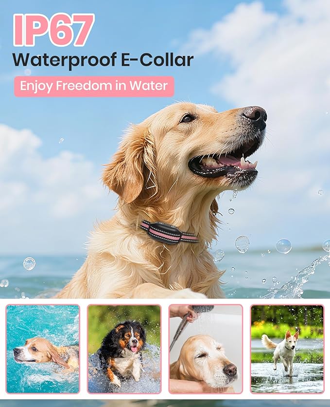 Dog Bark Collar with Remote, 2-in-1 Bark and Shock Collar Combo, 3300Ft Dog Training Collar - Auto Anti Bark/Beep/Vibration/Shock 4 Modes, IP67 Smart E-Collar with 5 Adjustable Levels of Sensitivity