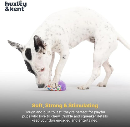 Huxley & Kent Funny Dog Toy w/Squeaker – Power Plush Squeaky Dog Toys for Small Dogs – Durable Small Stuffed Animal for Indoor Play & Fetch - Tiny Tuff Polka Dot Party Hat