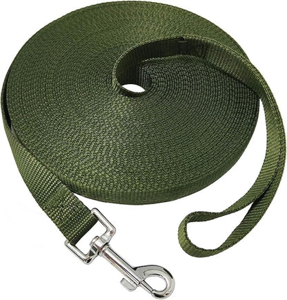 Nylon Training Dog Leash for Small Medium Large Dogs, 15ft 20ft 30ft 50ft 100ft Long Leash Dog/Puppy Lead for Obedience Recall Training, Camping
