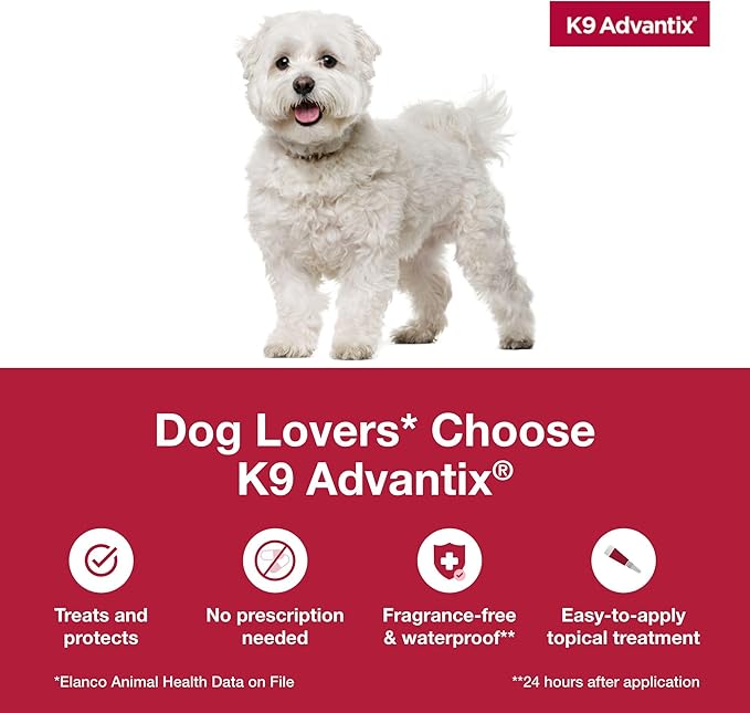 K9 Advantix Flea, Tick & Mosquito Prevention for Dogs 4-10 lbs. | Flea Drops for Small Dogs | Apply Monthly | 6 Treatments (Pack of 3)