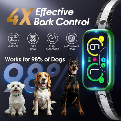 Kollgux Dog Bark Collar Pro, Instant Bark Solution, Smart Anti Barking Device with 4 Correction Modes, Fast-Acting Barking Collar for for Large Medium Small Dogs 5-150lbs, Ideal for Home & Outdoor Use