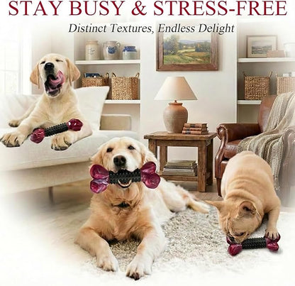 Apasiri Dog Toys for Aggressive Chewers with Bacon Flavor: 8" Indestructible Chew Bones for Large Breeds, Tough Nylon & Rubber Dog Toys Keep Them Busy, Interactive Play - 2-Pack
