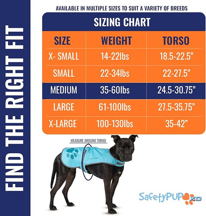SafetyPUP XD Dog Reflective Vest – Hi-Vis Fluorescent Visibility That Helps to Safeguard Your Pet On/Off Leash in Urban & Rural Areas (Teal, Medium)