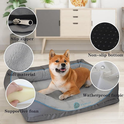 Viviwoof Orthopedic Dog Bed for Medium Dogs,Waterproof Medium Size Dog Sofa,Supportive Foam Pet Couch with Removable Cover,Non-Slip Bottom and Waterproof Lining,Machine Washable
