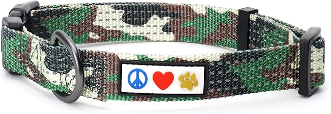 Pawtitas Reflective Camouflage Green Puppy or Dog Collar, Medium