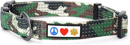 Pawtitas Reflective Camouflage Green Puppy or Dog Collar, Large