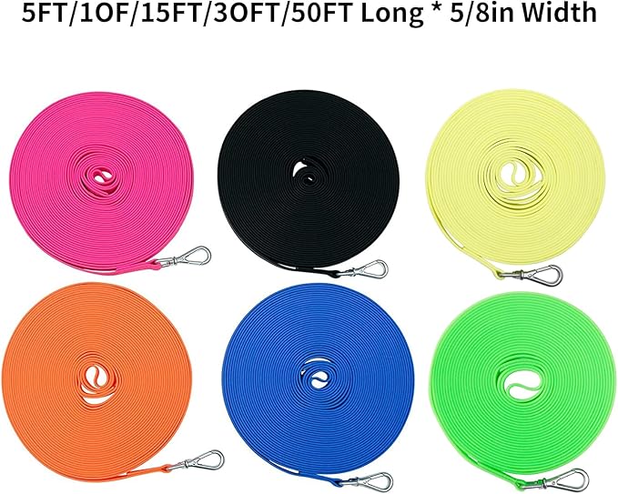Waterproof Dog Training Leash 50FT 30FT 15FT 10FT 5FT Heavy Duty Recall Long Lead for Large Medium Small Dogs