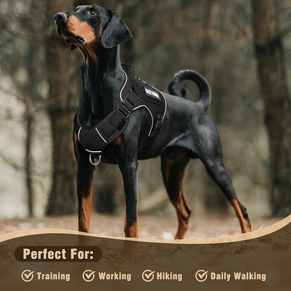 Tactical Dog Harness for Large Dogs,No Pull Military Dog Vest with Handle,Reflective Heavy Duty Pet Harness for K9 Working Walking Hiking Training Black XL
