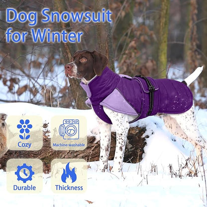 MIGOHI Cozy Small Dog Coat - Reflective Dog Coat for Small Dogs,Fleece Winter Coats Jacket for Dogs with Leash Hole,Snowproof Thick Puppy Clothes,Pomeranian,Chihuahua,XS,Purple