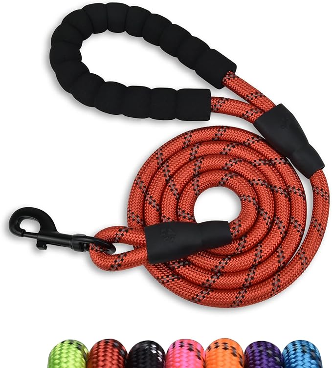Panykoo 5/6 FT Strong Pet Dog Leash with Soft Padded Handle,Highly Reflective Rope for Night Walking,360-Degree Rotating Metal Buckle Without Tangles,Suitable for Small,Medium and Large Dogs.(6ft)