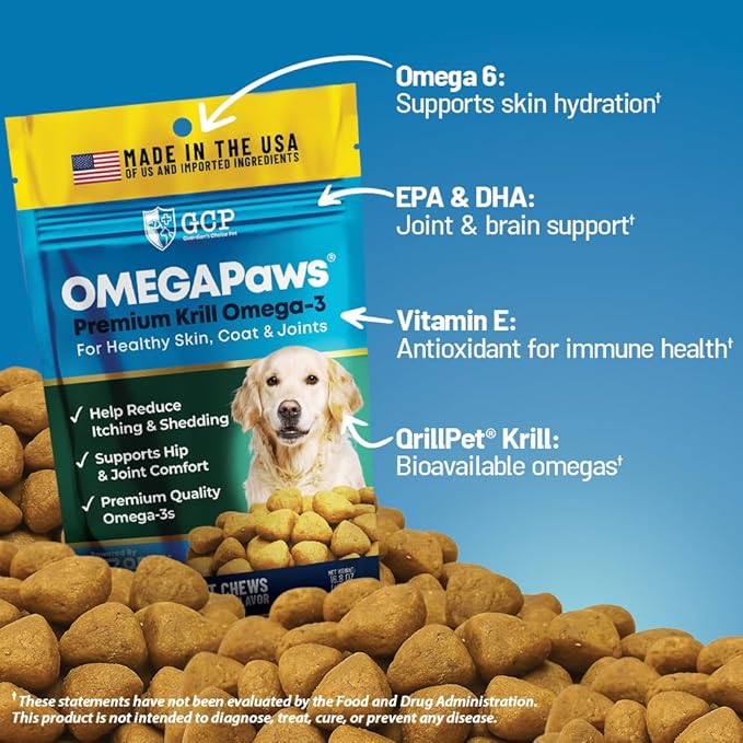 Omega 3 for Dogs – Dog Joint Support Soft Chews – Fish Oil Supplement for Dogs with EPA & DHA – Krill Oil Dog Chews – Supports Skin & Coat