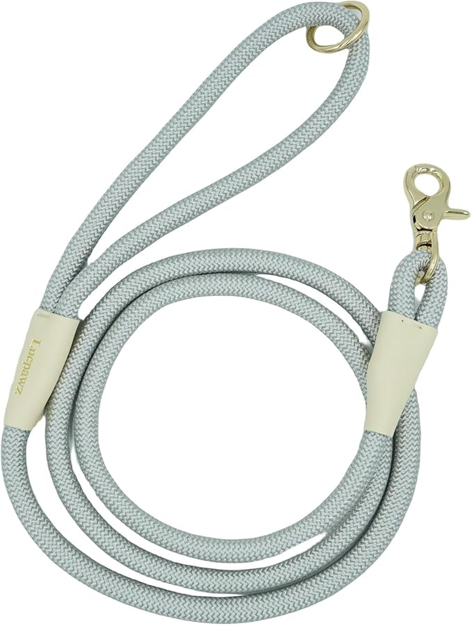 Lobster Snap Pet Leash 5FT, Special Strong Nylon Rope Dog Leash, Solid Color Rope Dog Lead for All Breeds (Grey, 5ft *10mm)