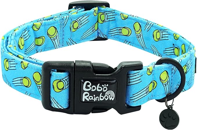 Dog Collar-Tennis Balls Print Adjustable Pet Collars Comfortable Spring Summer Puppy Collar Cute Cotton Durable Collars Gift for Small Dogs
