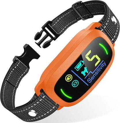 FAFAFROG Dog Bark Collar for Large Medium Small Dogs, Rechargeable Smart Bark Collar, Anti Barking Training Collar with 5 Adjustable Sensitivity Beep Vibration (Orange)