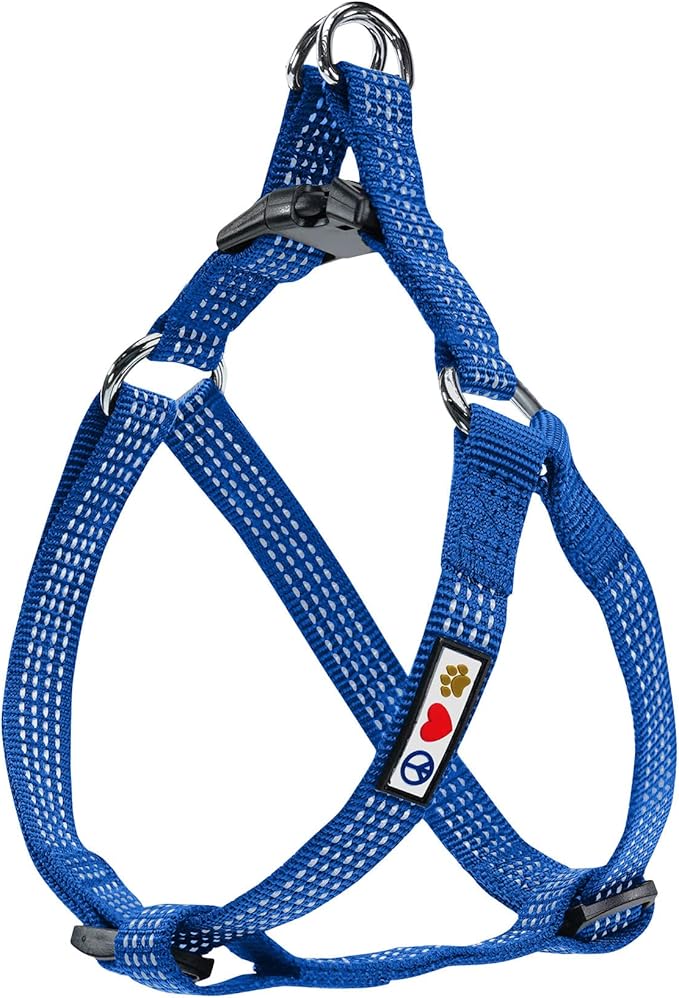 Pawtitas Reflective Step-in Dog Harness – Adjustable No-Pull Vest for Puppies to Seniors, Safe & Comfortable, M Blue