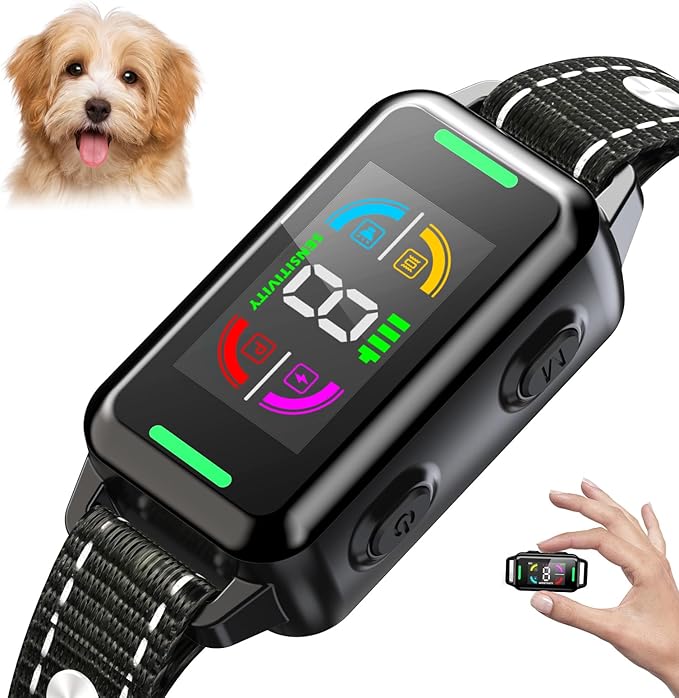 Dog Bark Collar, Bark Collars for Large Medium Small Dogs, Rechargeable Training Collar with 4 Barking Training Modes & 8 Level Sensitivity Adjustable Beep Vibration