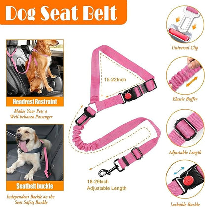 LOBEVE No Pull Dog Harness, Collar & Leash Set | Includes Dog Seat Belt, Collapsible Bowls & Poop Bag Dispenser. Ideal for Training, Walking, Hiking. Fits Small to Large Dogs(Pink-S)