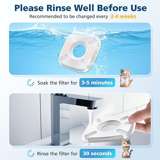 32 Pack Pet Fountain Filters for Veken 95oz/2.8L, 67oz, 85oz, 135oz Dog & Cat Water Fountains, Includes 16 Pcs Filter Replacements & 16 Pcs Pre-Filter Sponges