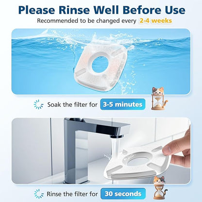 32 Pack Pet Fountain Filters for Veken 95oz/2.8L, 67oz, 85oz, 135oz Dog & Cat Water Fountains, Includes 16 Pcs Filter Replacements & 16 Pcs Pre-Filter Sponges