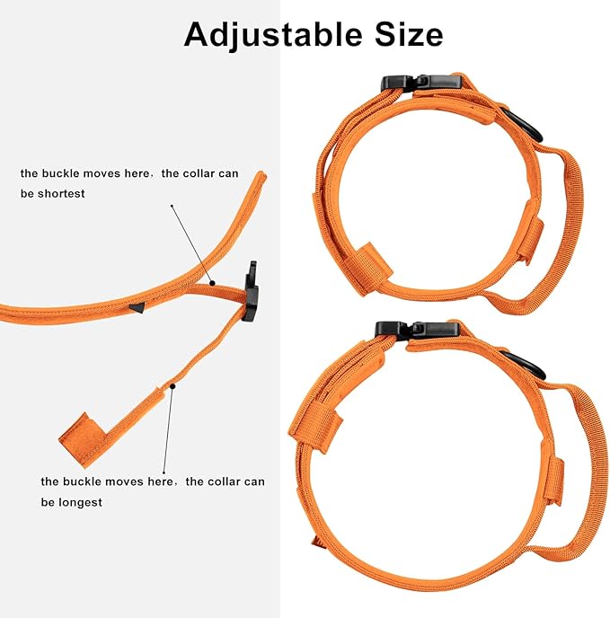 DAGANXI Tactical Dog Collar, Adjustable Military Training Nylon Dog Collar with Control Handle and Heavy Metal Buckle for Medium and Large Dogs, with Patches and Airtags Case (Orange, XL)