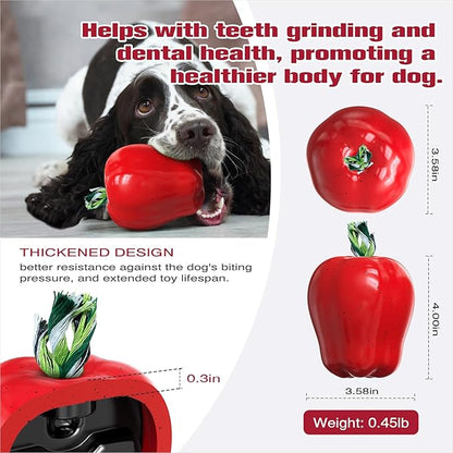 Large Size Red Apple Squeaky Dog Toy for Medium/Large Aggressive Chewers Breeds Dogs Durable Bouncy Squeak Ball