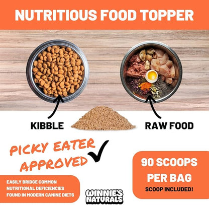 Winnies Naturals Beef Organ Complex Supplement for Dogs, Grass Fed Beef Organs Meal Topper, Dog Multivitamin, Dog Joint Health Supplement Support, Raw Food Supplement for Dogs, 90 Servings