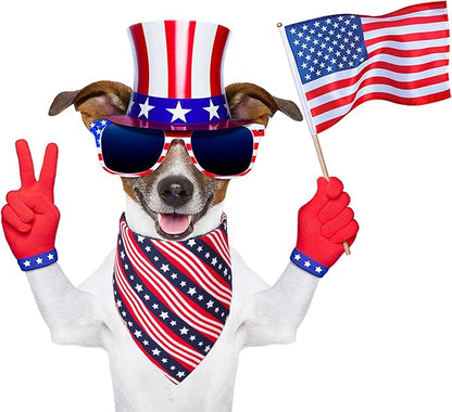 PTDECOR American US Flag Dog Bandana 4th of July Dog Bandanas Reversible Triangle Bibs Scarf for Medium and Large Dogs (Style 1, Large)