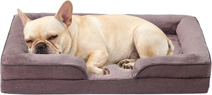 Makigued Orthopedic Dog Bed for Medium Dogs Egg Crate Foam Pet Sofa with Waterproof Liner, Removable Washable Cover, Nonslip Bottom, Cozy Couch for Small & Medium Dogs and Cats, 24x18x6.5, Dark Brown