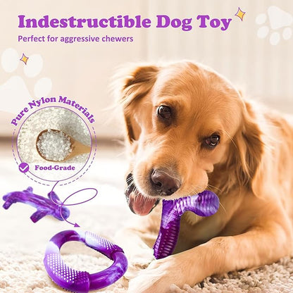 Furdog 3 Pack Dog Toys for Aggressive Chewers Indestructible Dog Toy for Large Dogs Tough Dog Toys to Keep Them Busy, Purple (Purple2)