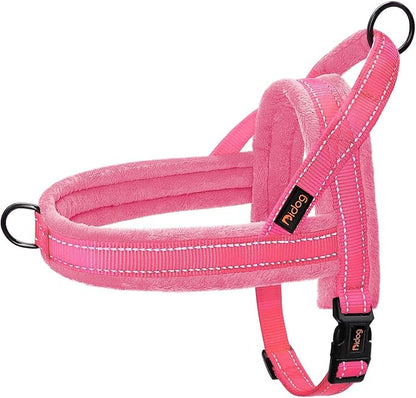 Didog Soft Flannel Padded Dog Vest Harness, No Pull/Quick Fit Reflective Dog Strap Harness, Easy for Training Walking (XS:Chest 15-18", Pink)
