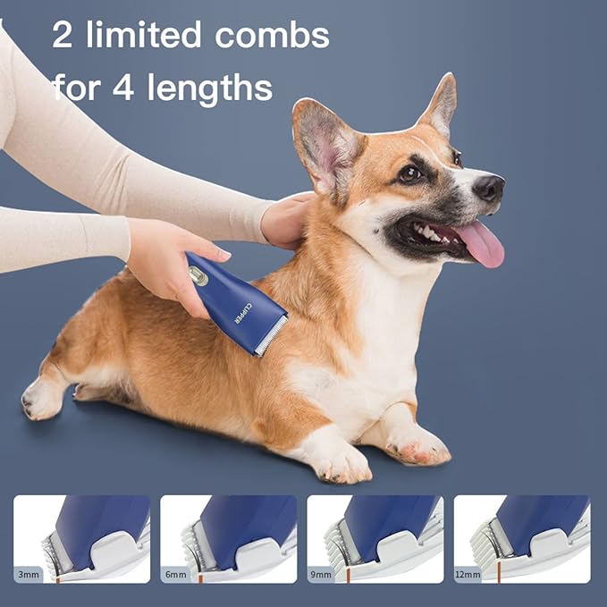 Grimgrow Dog Grooming Kit Clipper for Thick Coat Low Noise Cordless Cat Hair Trimmer Rechargeable Shaver Pet Grooming Tools for Small and Large Animals