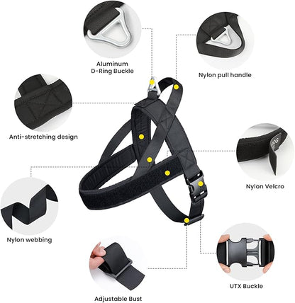 EXCELLENT ELITE SPANKER No Pull Dog Harness Padded Military Patrol Vest Adjustable Nylon Small Service Walking Dog Harness with Handle for Training Running(BLK-L)