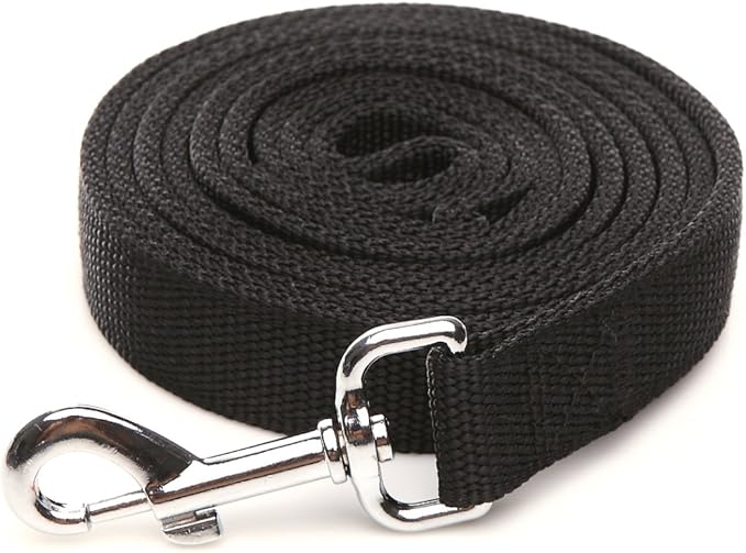 Strong Nylon Dog Leash with 2-Layer, 4 FT/ 6 Feet Long, 1 Inch Wide for Medium Large Dogs (1'' x 7 FT, Black)