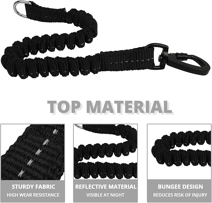 Long Dog Leash 30 FT: Heavy Duty Rope Leashes for Dogs Training with Swivel Lockable Hook Reflective Threads Bungee and Padded Handle - Dog Lead for Large Small Medium Dogs Outside Walking Hiking Grey