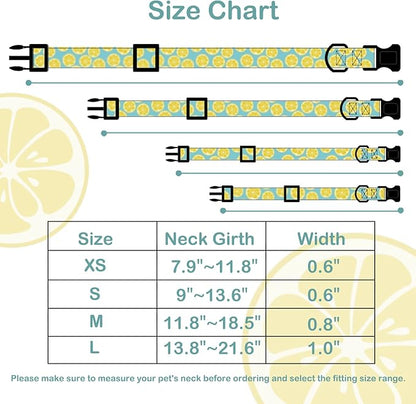 Faygarsle Cute Dog Collar for Girls Boy Dogs Soft Fancy Pet Collar with Lemon Design Ideal Yellow Green Summer Dog Collar for Small Medium Large Dogs L