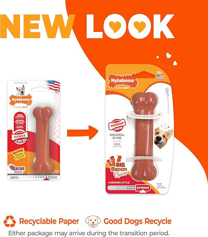 Nylabone Original Bone Power Chew Toy for Dogs, Durable & Tough Dog Toys for Aggressive Chewers, Bacon Flavor, Small - Up to 25 lbs - Up to 25 Ibs, 1 Count
