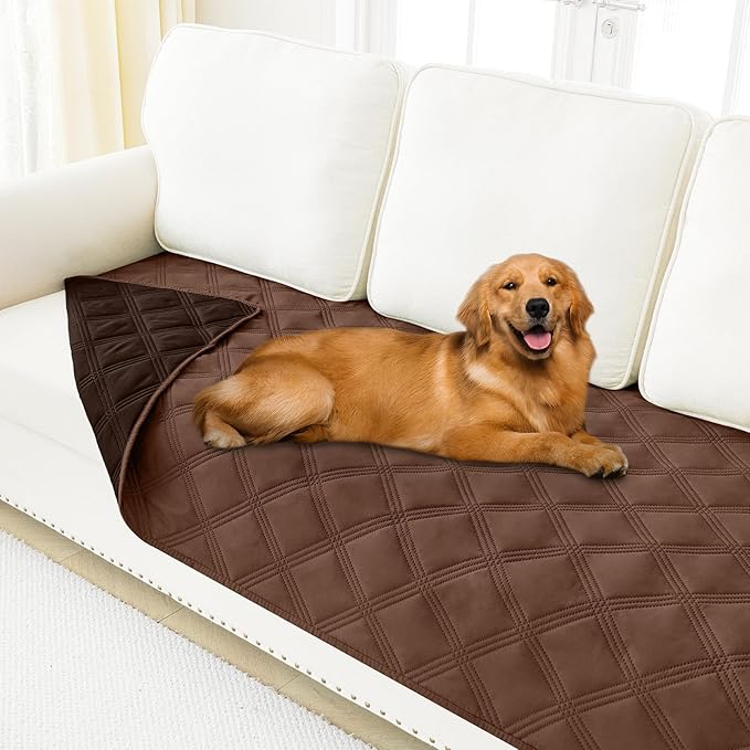 Smiry Waterproof Dog Bed Cover Blanket 40x80, Soft Reversible Pet Blanket, Washable Leakproof Cats Dogs Couch Cover for Sofa, Couch, Furniture, Lattice, Brown/Chocolate
