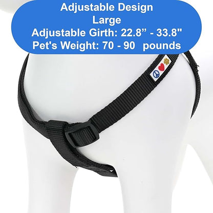 Pawtitas Solid Step-in Dog Harness – Adjustable No-Pull Vest for Puppies to Seniors, Safe & Comfortable L Black