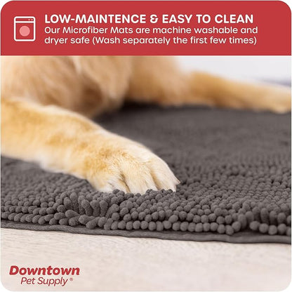 My Doggy Place Dog Mud Mat, 31" x 20" Ash – Thick Microfiber Entry Rug for Snow, Mud & Salt – Absorbent, Quick-Dry, Washer-Safe & Non-Slip, Medium