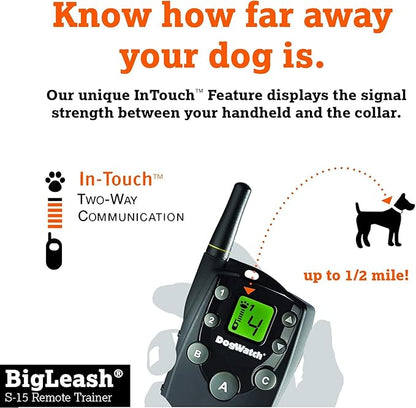 DogWatch S-15 No Shock Dog Training Collar with Remote 1/2 Mile Range - Dog Collar Beep and Vibration, Waterproof & Rechargeable Collar for Small Medium Large Dogs