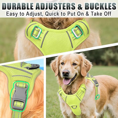 BARKBAY No Pull Dog Harness Large Reflective Dog Harness with Front Clip and Easy Control Handle for Walking Training Running with ID tag Pocket(Sunlight,XL)