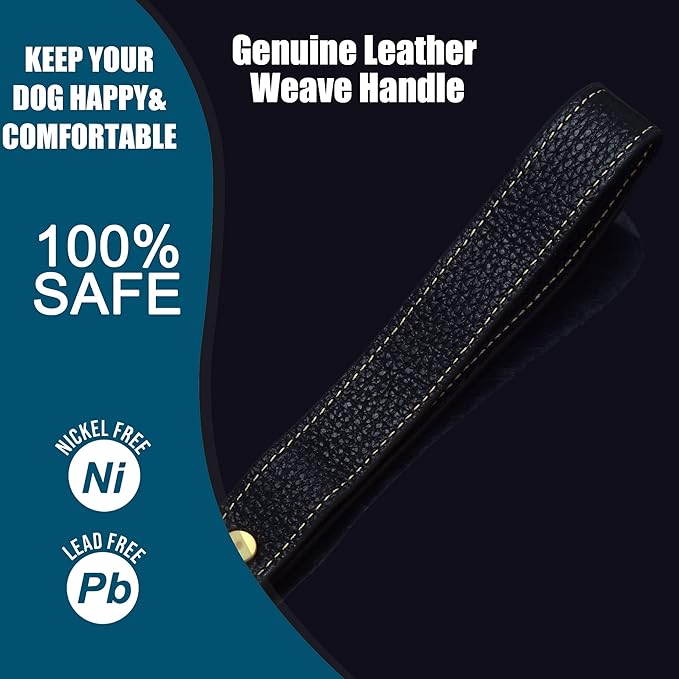 Silver Dog Chain Leash 18K Gold Stainless Steel Cuban Link Dog Leash with Leather Handle for Dogs Collar Chains(4ft/Silver)