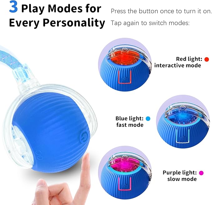 MAXTOOA Interactive Cat Toys for Indoor Cats Smart Automatic Ball Rolling for Bored Kitten Pet Upgraded Speedy Moving Chase Dogs Toy Blue Dragonfly