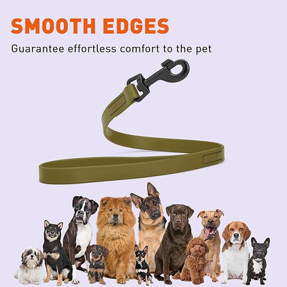 Dogline Biothane Waterproof Dog Leash Strong Coated Nylon Webbing with Black Hardware Odor-Proof Easy to Clean High Performance for Small or Large Dogs Made in USA 2 ft Lead, Olive Drab Green